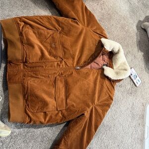 Express Tan Bomber Jacket with Shearling Collar